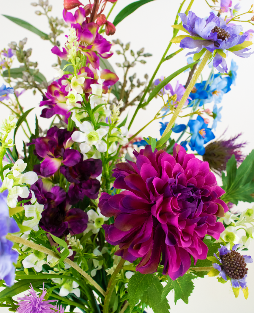 Zijden kunstbloemen boeket Purple Rain