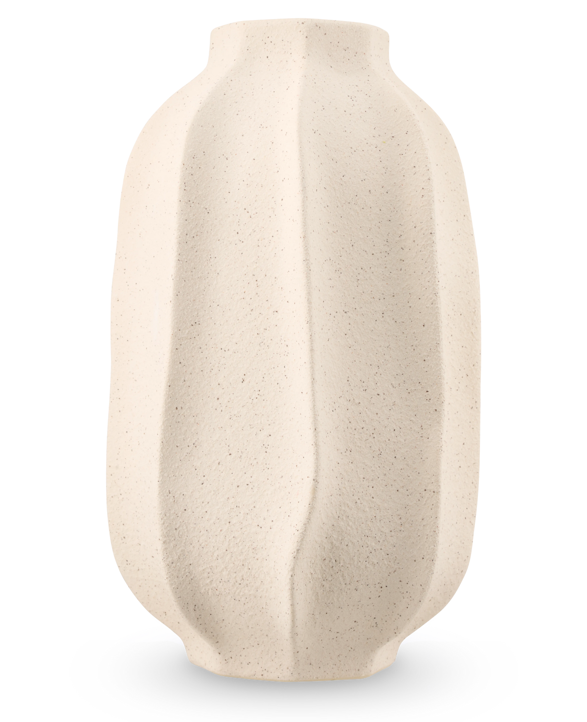 De Vaas Petal Shade 30 cm beige is een vaas van gestructureerd keramiek met een matte afwerking en organische golvende verticale richels tegen een lichtgrijze achtergrond.