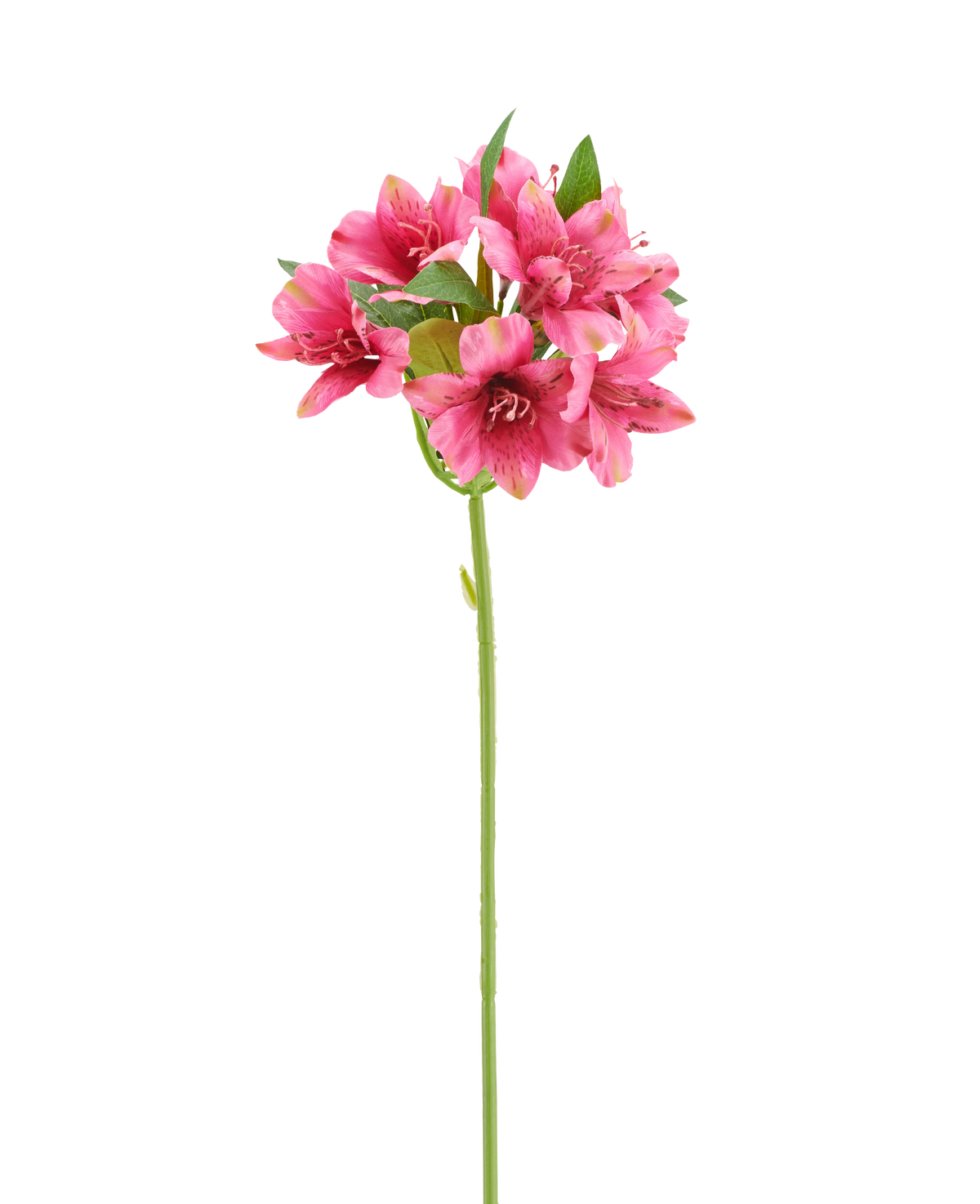 Enkele stengel Kunstbloem Alstroemeria van 47 cm, fuchsia met roze bloemen en groene bladeren.