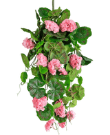 Kunst hangplant Geranium 75 cm roze