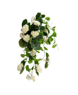 Kunst hangplant Geranium 75 cm wit