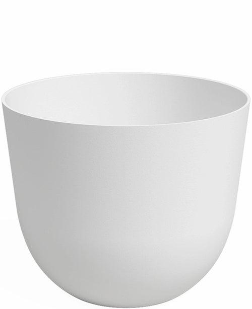 De Plantenbak Havanna Ø30cm x H25cm is een effen, witte, ronde bloempot met een glad oppervlak en minimalistisch ontwerp, leeg afgebeeld tegen een witte achtergrond.