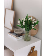 Zijden kunstboeket Tulpen in vaas Wit