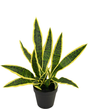 Plante artificielle Sansevieria Laurentii 44 cm en pot décoratif