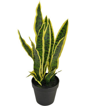 Plante artificielle Sansevieria Laurentii 44 cm en pot décoratif