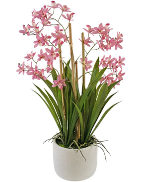 Plante artificielle Mini Cymbidium Real Touch 58 cm rose