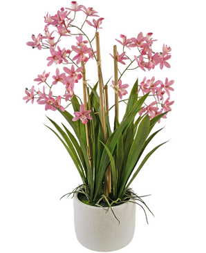 Kunstplant Mini Cymbidium Real Touch 58 cm roze