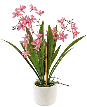 Plante artificielle Mini Cymbidium Real Touch 45 cm rose