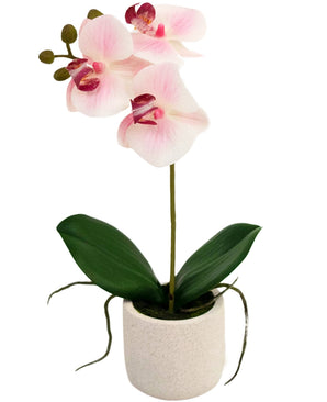 Orchidée artificielle Real Touch 30 cm rose/blanc