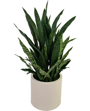 Sansevieria Zylanica artificielle 43 cm prête à l'emploi en pot beige