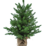 De Kunstkerstboom Mini "Lillemor" 60 cm (100% PE) heeft dichte, echt groene takken in een met jute omwikkelde pot en slimme LED-lampjes, die feestelijke charme toevoegen aan elke ruimte.