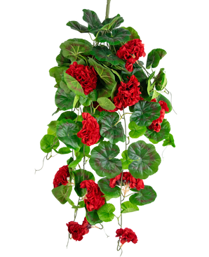 Plante suspendue artificielle Géranium 75 cm rouge