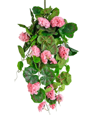 Plante suspendue artificielle Géranium 75 cm rose