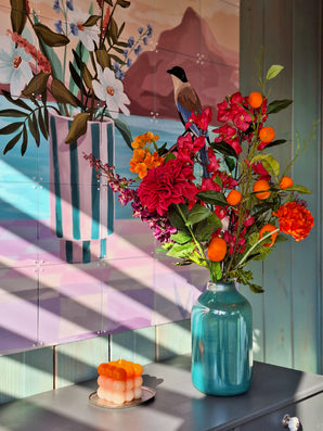 Zijden kunstbloemen boeket Fiesta Sunset
