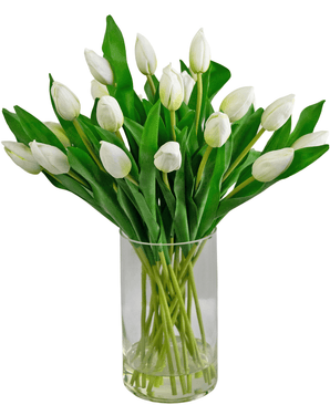 Kunstboeket Tulpen in vaas Wit 45 cm