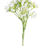 Een enkele Kunsttak Gipskruid van 46 cm met kleine, delicate witte bloemen en groene stelen tegen een effen witte achtergrond.