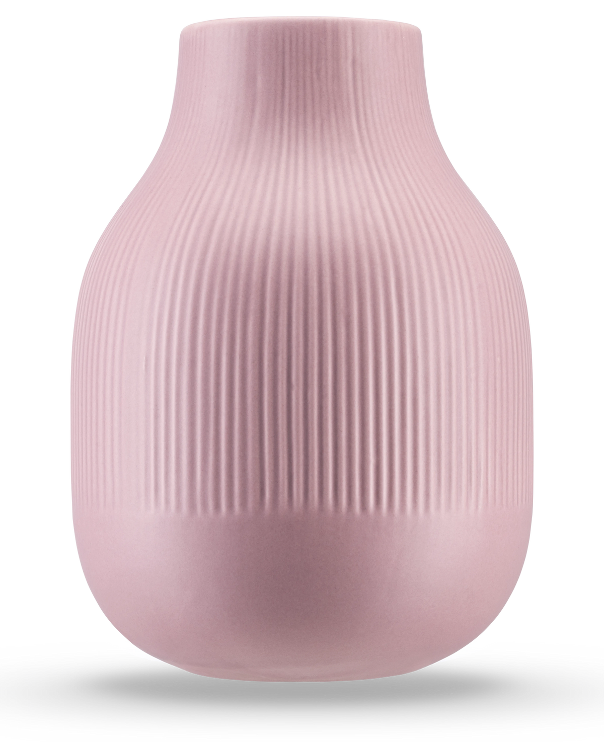 De Vaas Botan 22 cm oud roze is een lichtroze vaas van keramiek met een ronde basis, smalle hals en verticale geribbelde textuur op de bovenste helft. De matte, gladde afwerking maakt hem ideaal voor een moderne inrichting.
