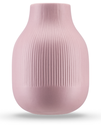 De Vaas Botan 22 cm oud roze is een lichtroze vaas van keramiek met een ronde basis, smalle hals en verticale geribbelde textuur op de bovenste helft. De matte, gladde afwerking maakt hem ideaal voor een moderne inrichting.