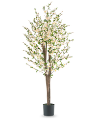 Plante artificielle Fleur de cerisier 180 cm crème