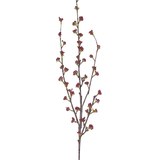 De Kunsttak Callicarpa 104 cm paars heeft slanke takken met meerdere dunne stelen, elk versierd met kleine trosjes dieppaarse knoppen, tegen een effen witte achtergrond.