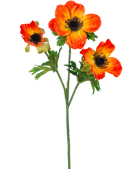 Kunstbloem Anemoon vertakt 56 cm oranje