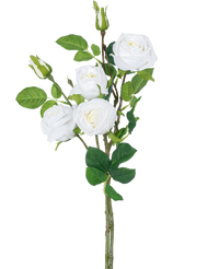 Branche de rose artificielle double Real Touch blanche 80cm