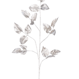 De Kunsttak Salal 90 cm champagne heeft delicate takken met meerdere stelen en ovale bladeren in een glanzende champagne metallic afwerking, tegen een effen witte achtergrond.