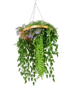 Kunst hangplant varen UV 40 cm in ring goud