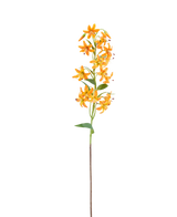 Een enkele stengel van de oranje Kunstbloem Lelie, 82 cm, met oranje bloemen en bruine vlekjes.