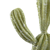 Close-up van de Kunst Cactus Cereus 35 cm, met zijn groene geribbelde, gestructureerde armen met witte vlekken tegen een effen witte achtergrond.
