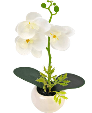 Kunst Orchidee 28 cm wit in pot