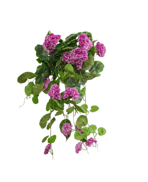 Kunst hangplant Geranium 75 cm paars