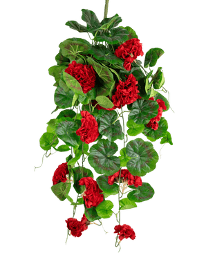 Kunst hangplant Geranium 75 cm rood