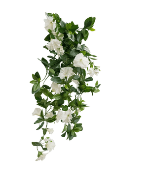 Kunst hangplant Petunia 70 cm wit