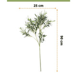 Kunst olijfblad 90 cm UV van EasyPlants, 90 cm hoog en 25 cm breed. Dit UV-bestendige kunstblad brengt een blijvende mediterrane sfeer in je ruimte met zijn levendige groene bladeren.