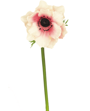 Kunstbloem Anemone 43 cm wit/roze