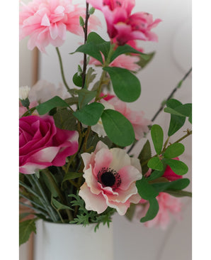 Kunstbloem Anemone 43 cm wit/roze