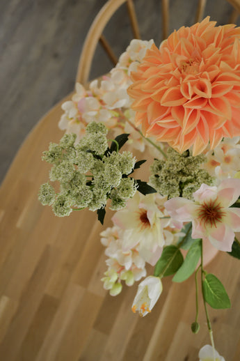 Kunstbloem Dahlia Real Touch Perzik 72 cm