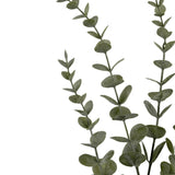 Drie Kunstbloem Eucalyptus Yugali stammen (71 cm) met ronde groene bladeren, diagonaal gerangschikt op een witte achtergrond.