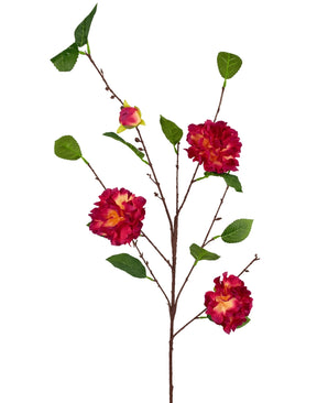 Kunstbloem Japanse Camelia 95 cm wijnrood