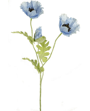 Kunstbloem Poppy 73 cm blauw