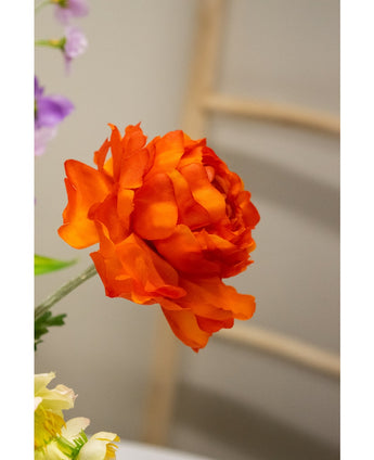 Kunstbloem Ranunculus 51 cm donker oranje
