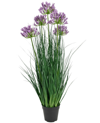 Kunstgras paarse Agapanthus uiengraspot 90cm brandvertragend