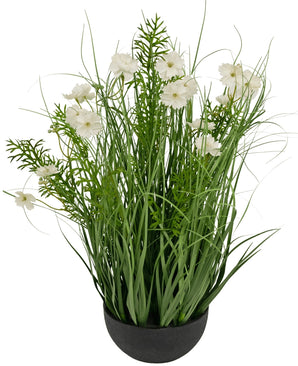 Kunstgras witte Gesang Bloem uiengraspot 56cm brandvertragend
