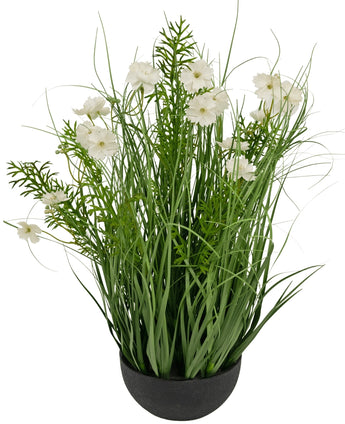 Kunstgras witte Gesang Bloem uiengraspot 56cm brandvertragend