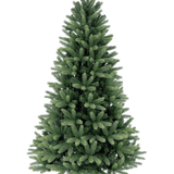 De Kunstkerstboom "Weideman" PE/PVC staat vol en groen op een metalen standaard tegen een effen witte achtergrond, klaar om je favoriete kerstversiering op te zetten.