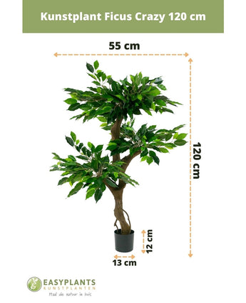 Kunstplant Ficus Crazy 120 cm