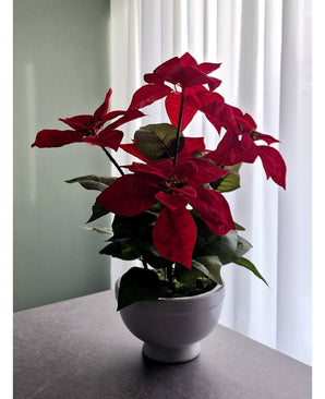Kunstplant Kerstster 44 cm rood