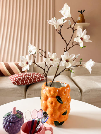 Kunsttak Magnolia kleinbloemig 89 cm wit