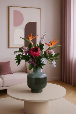 Zijden kunstbloemen boeket Caribbean Sunset